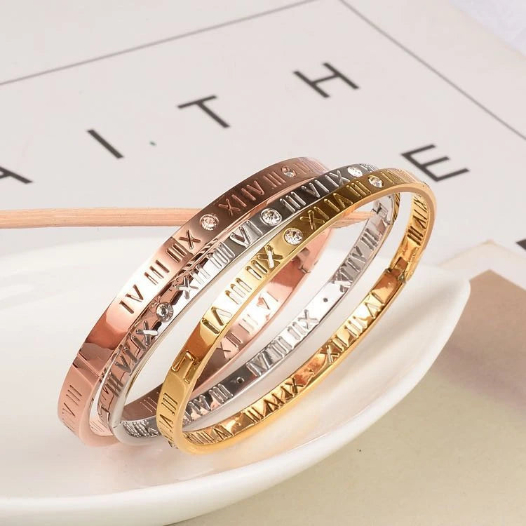 Fashion Digital Diamond Titanium Steel Bracelet Diamond Titanium Steel Bracelet Women Rose Gold Bracelet Couple Jewelry