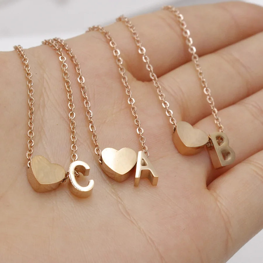 Hotsale Initial 26 Letters A-Z Alphabet Pendant Charm  Stainless Steel Necklace Gold Rose Gold Plated for Women and Girls