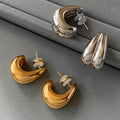 Versatile Simple Brass Plated 18k Gold and C-shaped Hoops Earrings Women Gift Jewelry Custom Design