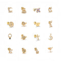 ZUOLA Trendy Piercing Jewelry Hypoallergenic Titanium Gold Plated Moon Star Shaped Zircon Cartilage Stud Earrings Daily Wear