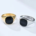 Wholesale Classic Stainless Steel Signet Ring with Gold Plating Neutral Style Drip Glue for Men Women for Engagement Gift Party