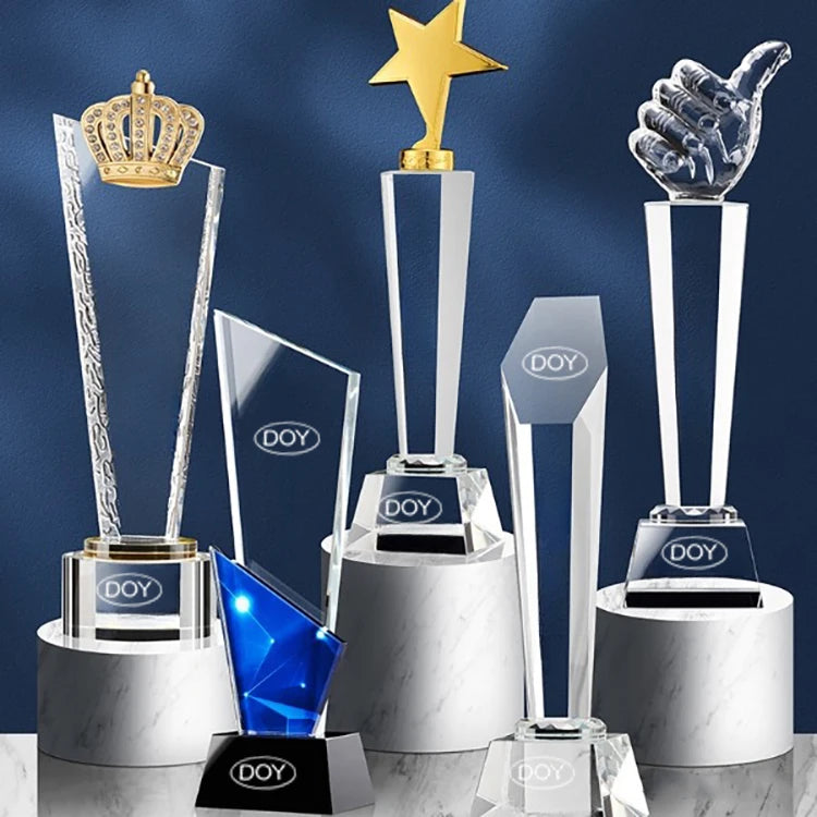 Crystal Sport Trophy Cup Supplier Custom Glass Trophy Medals and Trophies