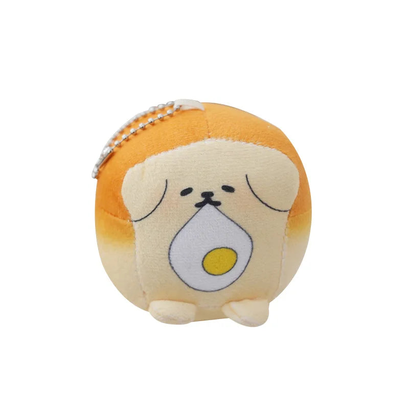 Cute Bread Dog Food Keychains Small Dog Plush Doll Car Key Key Rings Wholesale Cartoon Shiba Inu Kawaii Keychain Bag Accessories