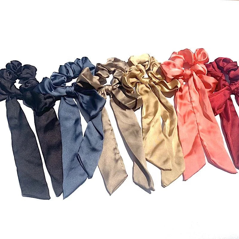 Customised Butterfly Elastic Long Ribbon Headbands for Adults Teens Solid Colors Bow Adult Hair Scrunchies Girls' Hair
