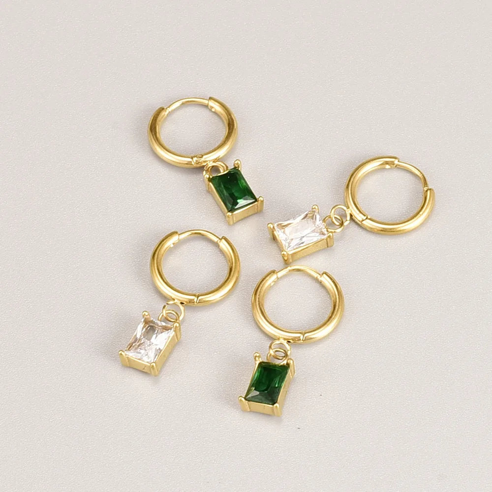 Wholesale Trendy Wedding Stainless Steel Zircon Beads Moissanite square Pendant Tassel Long Dangle Drop Earring Women