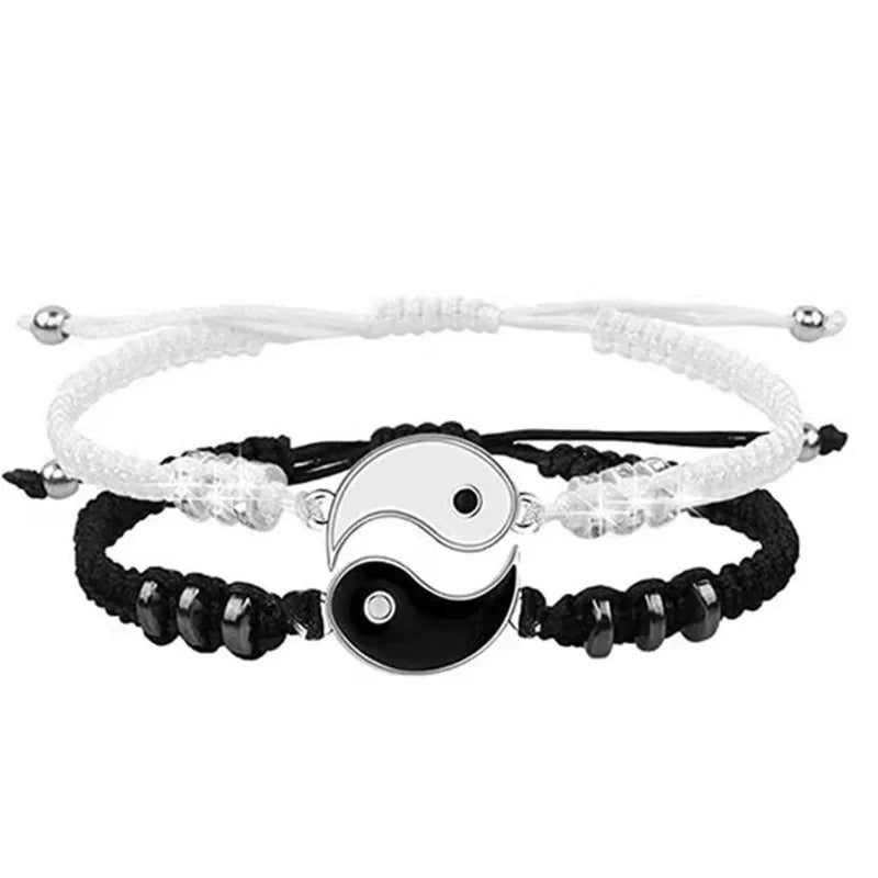 LC202403238 Wholesale Fashion Handmade Adjustable Braided Rope Long Distance Yin Yang Charm Friendship Couple Jewelry Bracelet