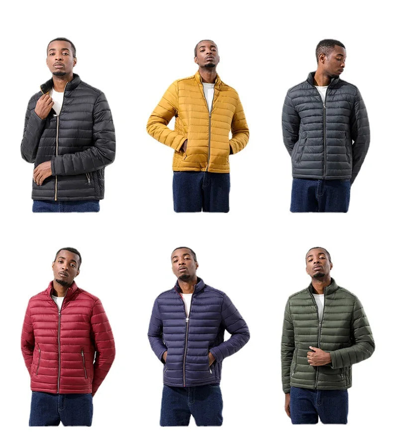 Wholesale Custom Winter Outdoor Lightweight Warm Duck Feather Parkas Hooded Casual Warm Coat Puffer Jacket Men