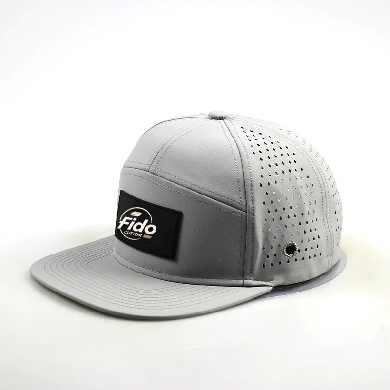 Custom 6 Panel Magnetic Golf Hat for Men Waterproof Flat Brim Laser Perforations Sporty Breathable PVC Logo Design Baseball Caps