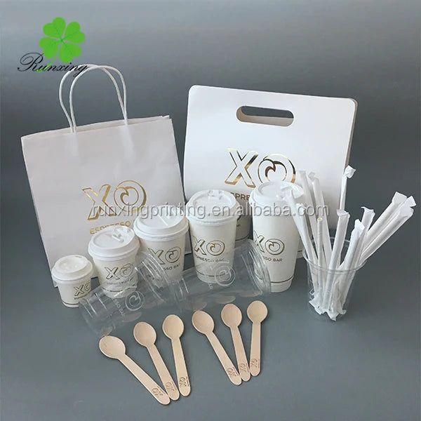 Customized Disposable Clear Paper Cups with Lids and Straws 10oz 12oz 16oz Sizes for Beverages DIY Printing Available