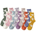 Custom Logo High Quality Fluffy Fuzzy Heart Print Crew Heated Soft Women's Winter Warm Socks