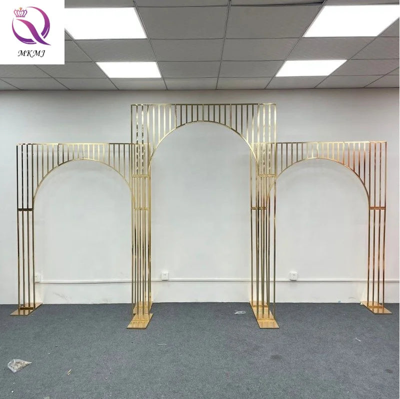 Golden Wedding Background Frame Wedding Screen Background Decorative Props Outdoor Wedding Decoration Gold-plated Arch