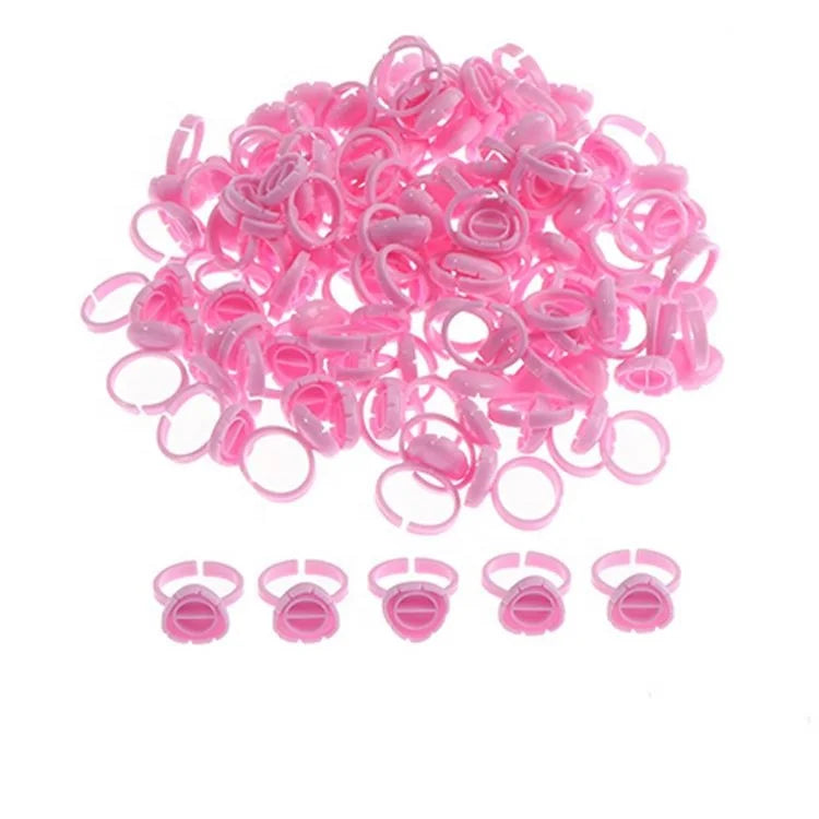 Wholesale 100 Pieces Per Bag Blooming Glue Ring Pink and White Flower Glue Cup