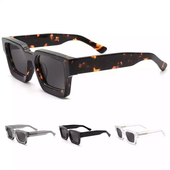 Fashion Oversized Luxury Women Glasses Square Acetate Sunglasses 2024 Custom Logo Frames Polarized Acetate Sunglasses Men 2025