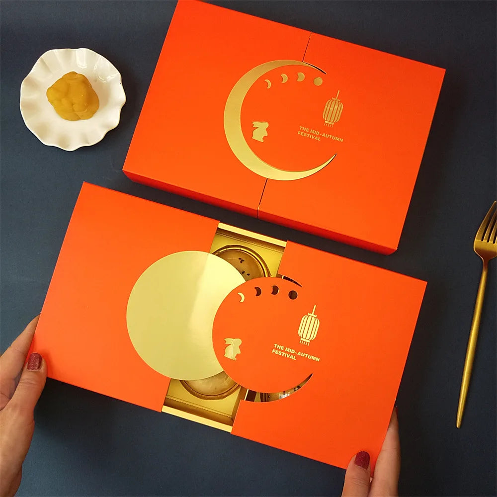 Special Design Macaron Cookie Box Drawer Box Baked Biscuit Moon Cake Food Packaging Gift Gold Box With Custom Logo