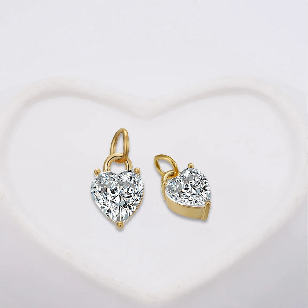 EManco Dainty Zircon Small Love Charm Women 316L Stainless Steel Rhinestone Round Heart Charms Pendants Necklace Jewelry Making