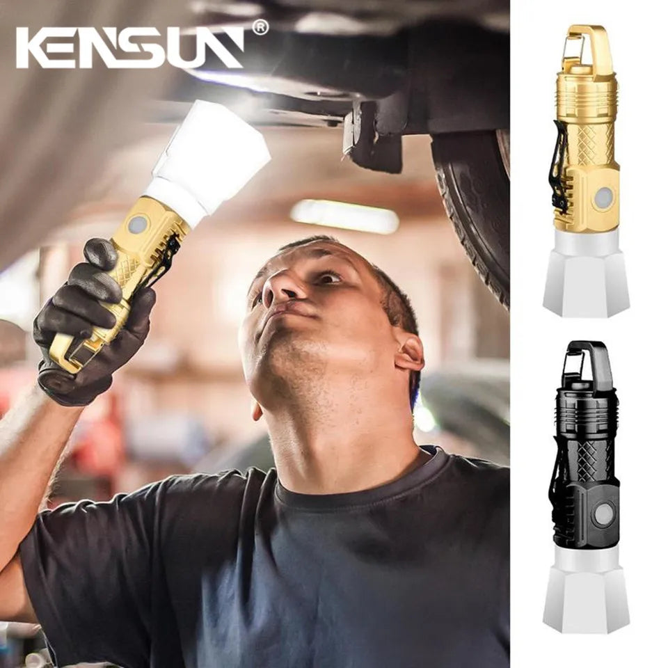 High-Power Portable LED Flashlight for Camping USB-Adjustable Solar Brightness Torch with ABS Lamp Body Survival Tool