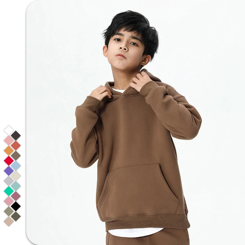 SHINBENE Wholesale Kids Fleece Sweatshirt Athletic Hooded Pullover Cotton Sweatshirts for Children