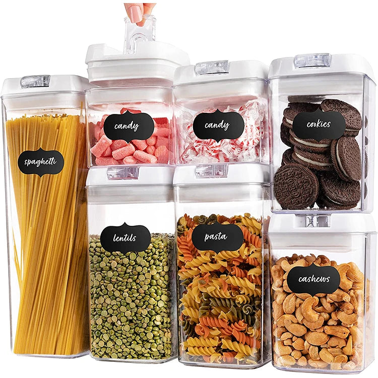 7-Piece Set of BPA Free Air Tight Food Containers for Pantry Organization and Storage Sealed Food Containers