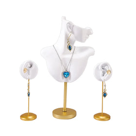 Wholesale Jewelry Display Cabinet Necklace Display White Black Lacquer Resin Earrings Portrait Jewelry Display Set