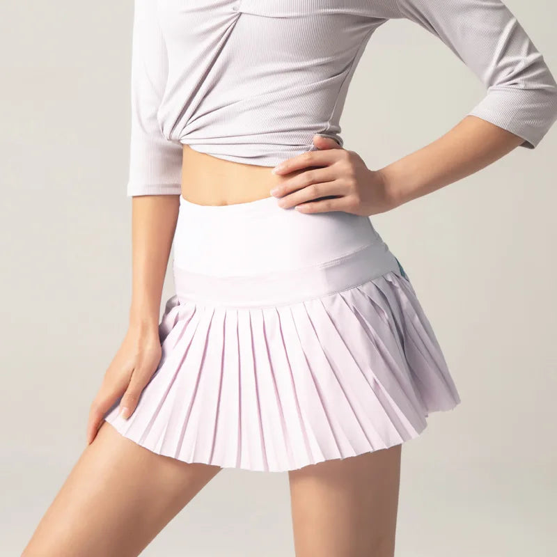 Women High Waisted Pleated Tennis Skirts with Pockets Tummy Control Casual Liner a Line Workout Golf Skorts