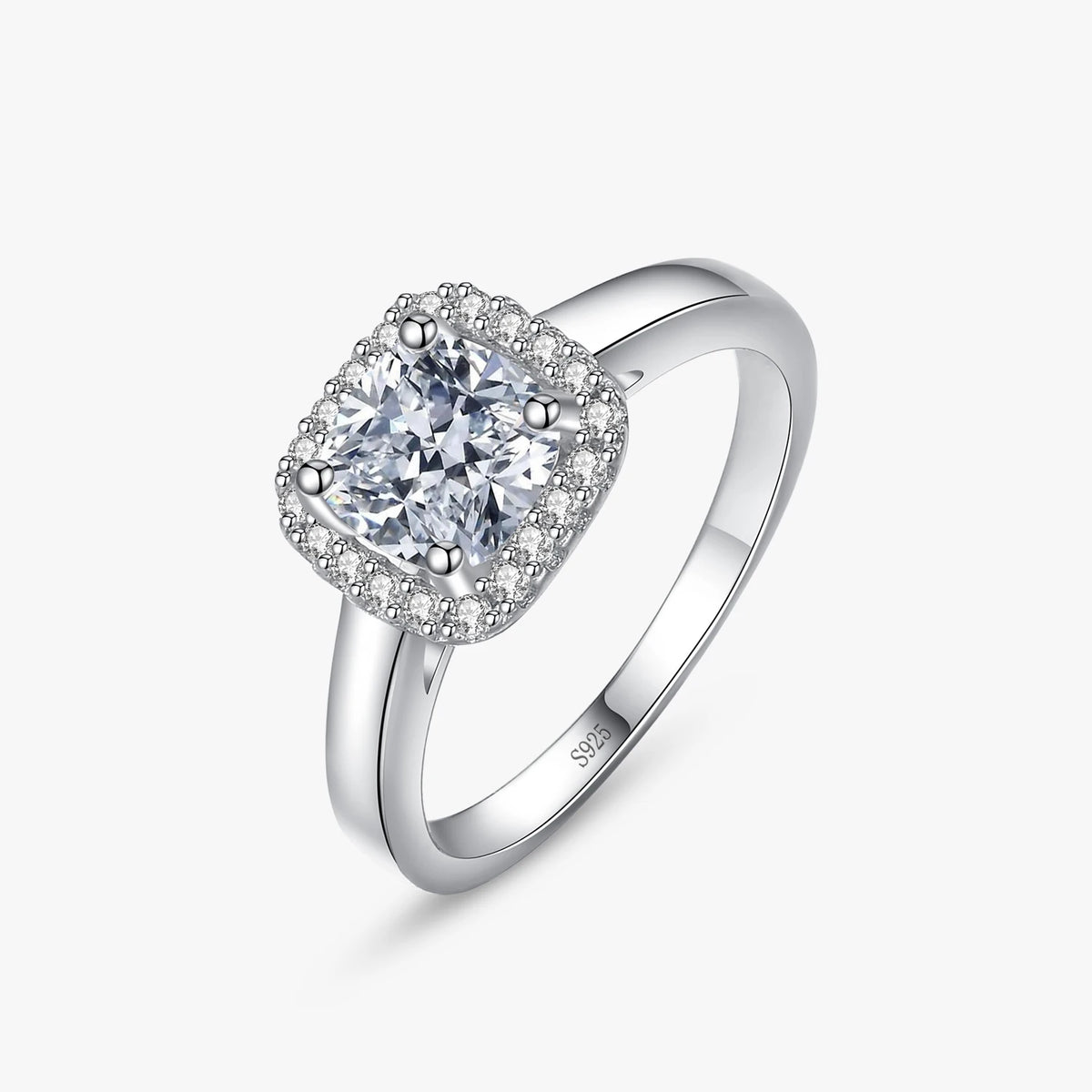 Ailmay 100% Real 925 Sterling Silver Simple Square Clear CZ Charm Rings for Women Minimalist Fine Jewelry New Style Bague MegaBDM