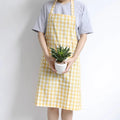 Hot Sale Polyester Waterproof Cross Back Tie Plaid Women Kitchen Apron with Pockets