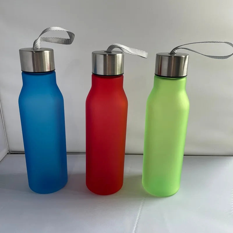 Customized 600ML Matte Surface Plastic Water Bottle for Sports Plastic Bottle with Stainless Steel Lid