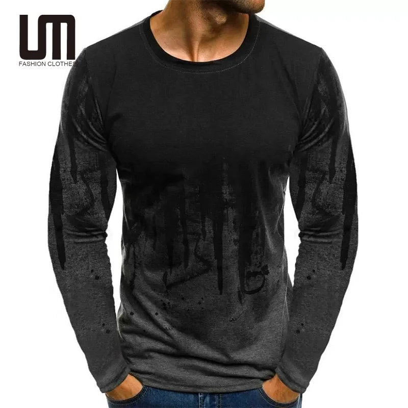 Liu Ming Custom Logo Printed 2025 Men Clothing Fashion Round Neck Long Sleeve Oversized Tops Plus Size 4XL T Shirts