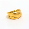 High End 18K PVD Gold Plated 3 Layer Cambered Chunky Band Ring Stainless Steel Women Ring Tarnish Free Fashion Jewelry