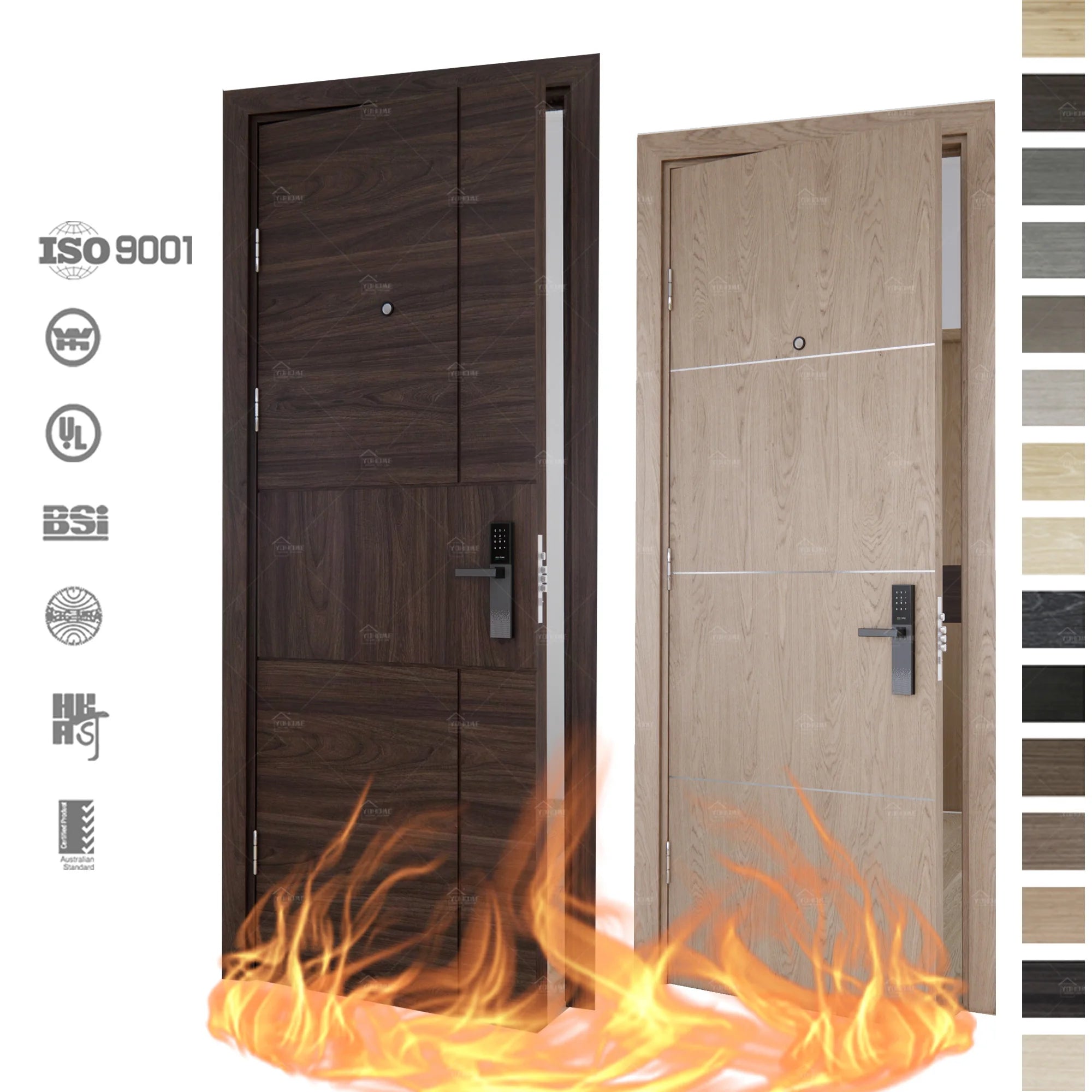 China Top Manufacturer Wood Foreign Fire Rated Doors Suppliers Apartment Door Soundproof Hotel Interior Doors