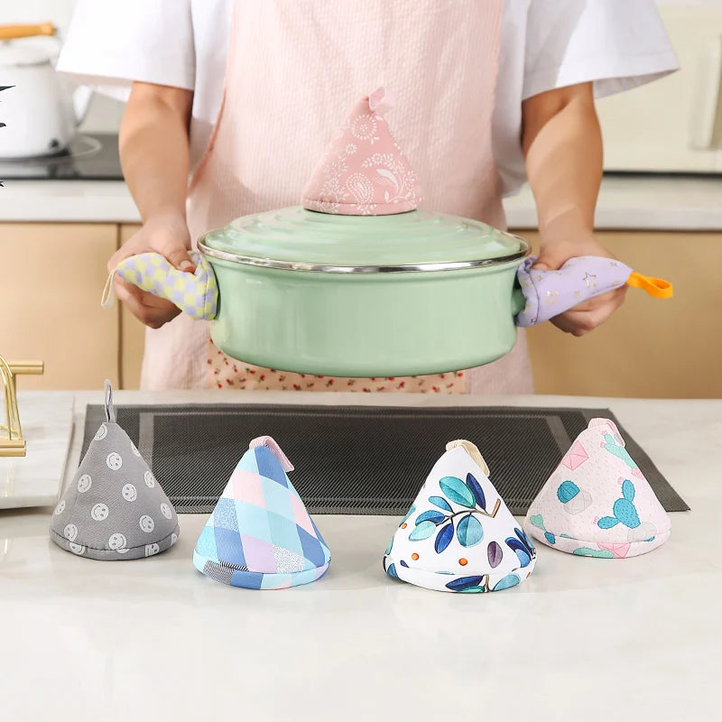 Household Cotton Oven Gloves Kitchen Pot Caps Heat Insulation and Anti-scald Pot Earmuffs Microwave Oven Gloves