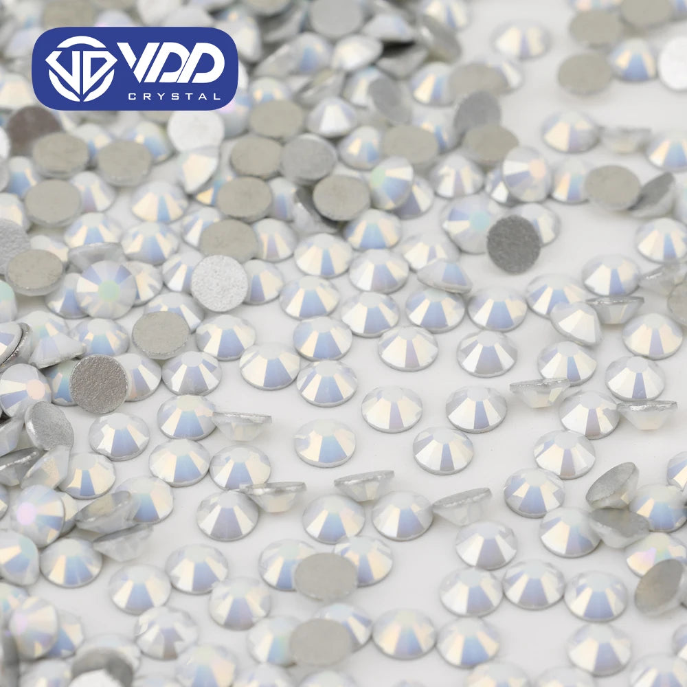 VDD 450 White Glaze  SS6-SS30 Glass Crystal Rhinestones High Quality Flatback Stones for Nail Art Accessories DIY Crafts