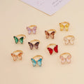 Fashion New Colorful Zicon Butterfly Open Ring Female Adjustable Ring Gold Plated Opal Couple Diamond Ring