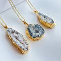 Irregular Nature Agate Slices Pendant Custom Necklace Fashion Jewelry Necklaces Gold Stainless Steel Chain Necklace