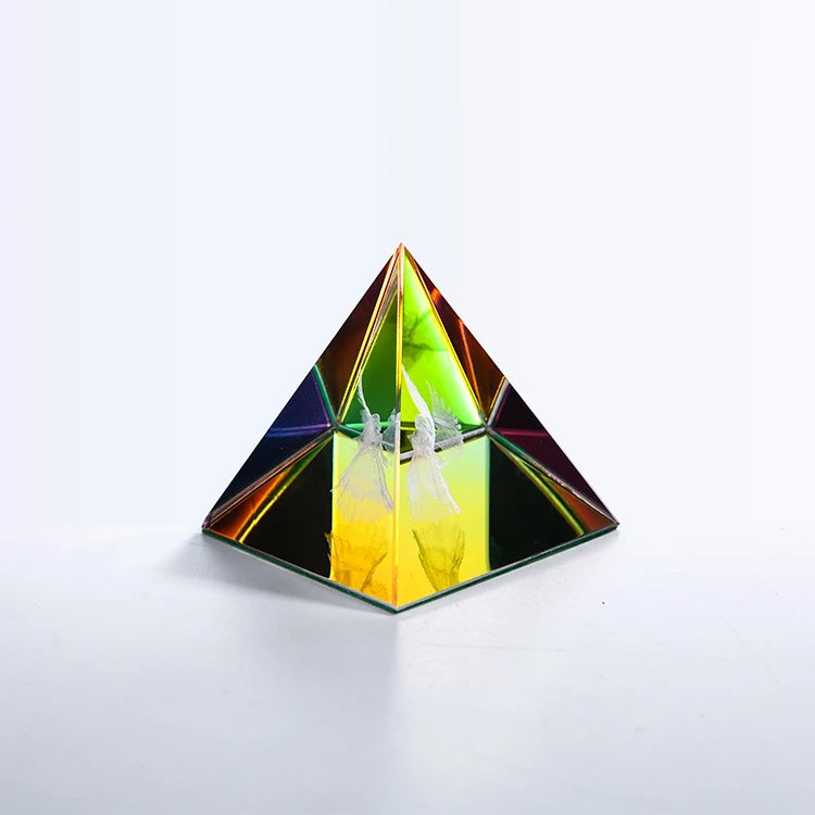 MH-PY027 Wholesale Custom Printing Glass Paperweighyt 3d Laser Crystal Pyramid