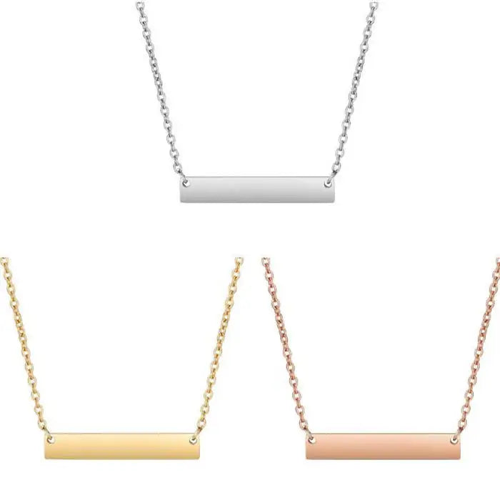 New Designs Stainless Steel Wholesale Customized Blank Bar Pendant Necklace