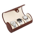 3-Slot Personalized Leather Watch Roll Case Button Closure Durable Storage Custom Logo Option for Watch Packaging Portable