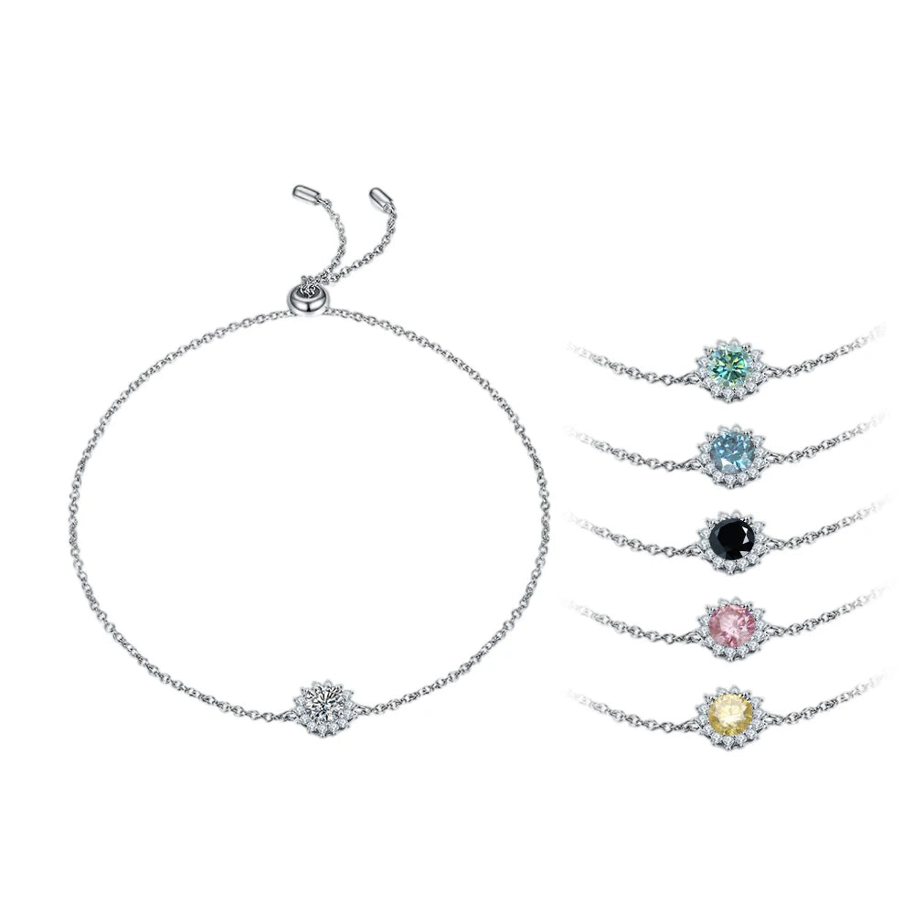 Abiding Jewelry OEM/ODM Factory Custom Sterling Silver Sunflower Jewellery S925 Moissanite Bracelet