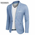 Men's Casual Summer Coat Pants Set Loose Fit Solid Color Stripe Pattern Fashionable Design Woven Cotton Available XL Suit