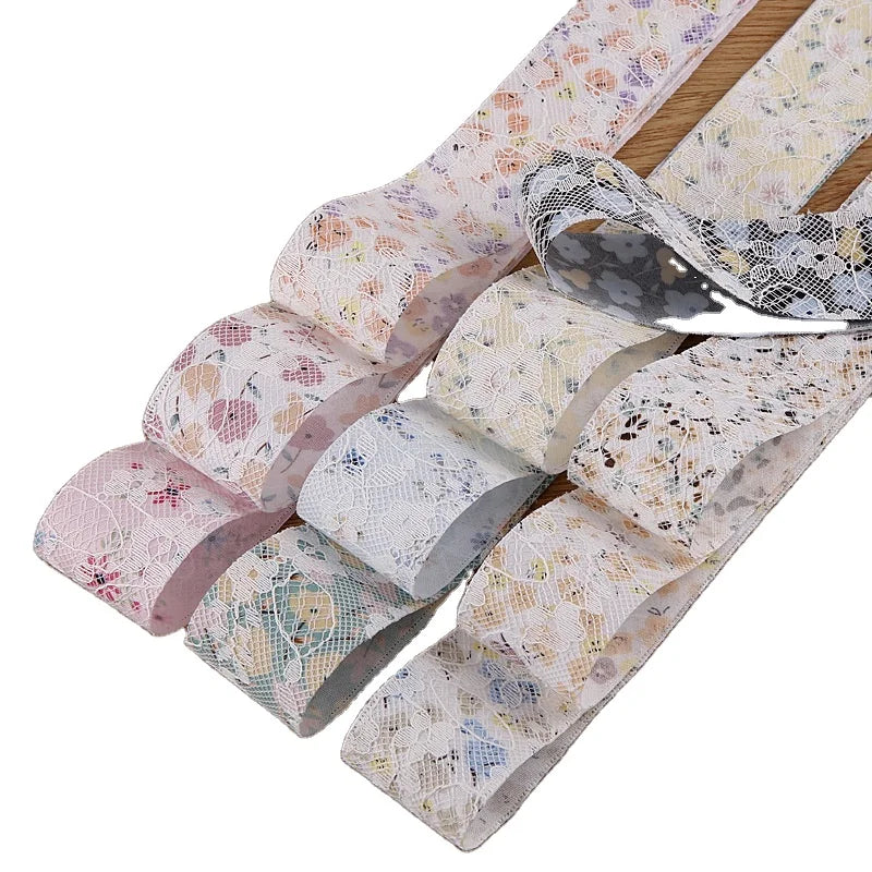 Double Layer Lace Print Garment Ribbons Clothing Shoes Hats Embellished Bows DIY Hair Accessories Grab Clips Accessories Webbing