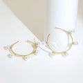 Wholesale Five-pearl Trendy C-Shape Studs Fashion Hoop Earrings for Women Party Wedding Gift Jewelry for Girls