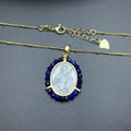 Natural Stone Beads Sea Shell Holy Virgin Mary Necklace Women Black Spinel Lapis Lazuli Medal Pendant Religion Jewelry