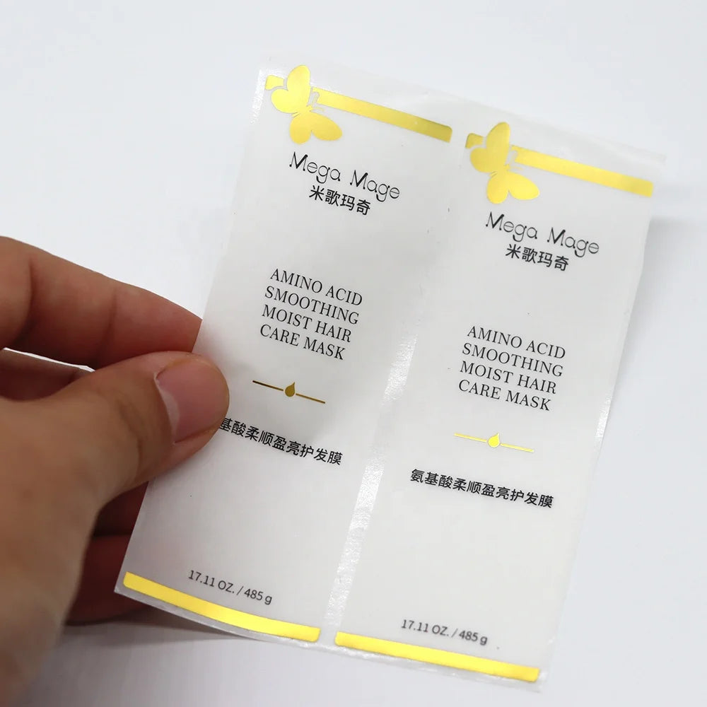Custom Transparent Colorful Hot Foil Stamping Packing Label Vinyl Material for Toothpaste and Skin Care Products