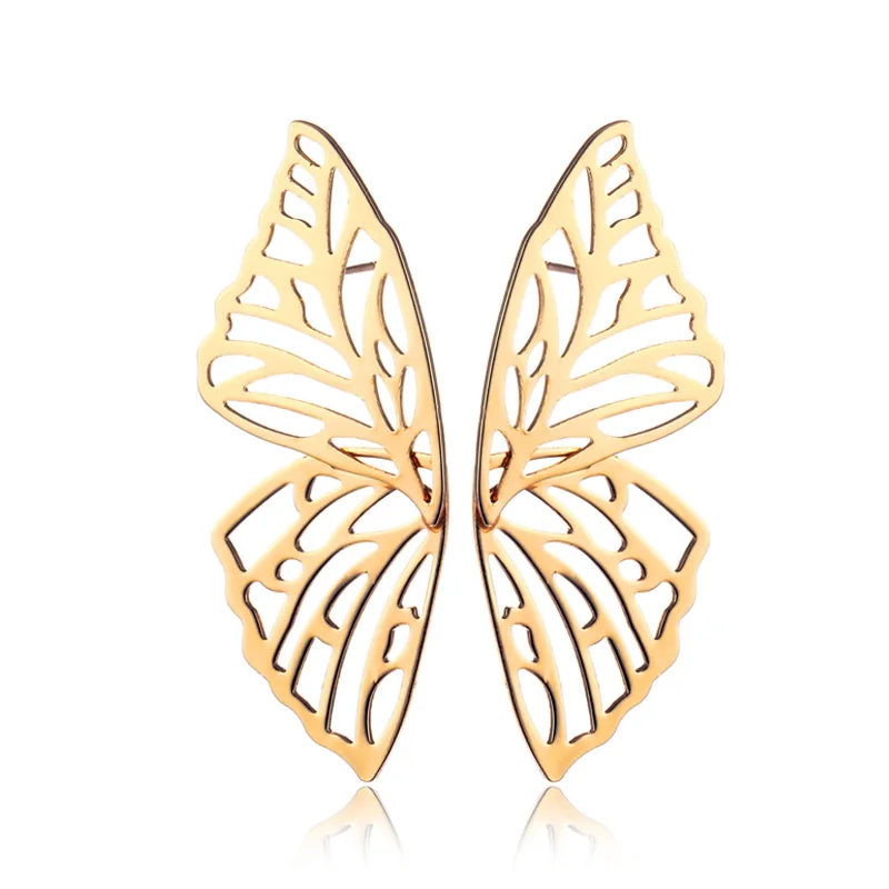 14K Gold Filled Hollow Out Insect Butterfly Stud Earrings Big Butterfly Drop Earrings