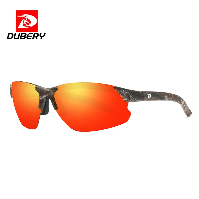 DUBERY 2026 Vintage Sports Sunglasses for Men Custom Logo Blue or Red Frame Polarized UV400 Small Frame Official Design Eyewear