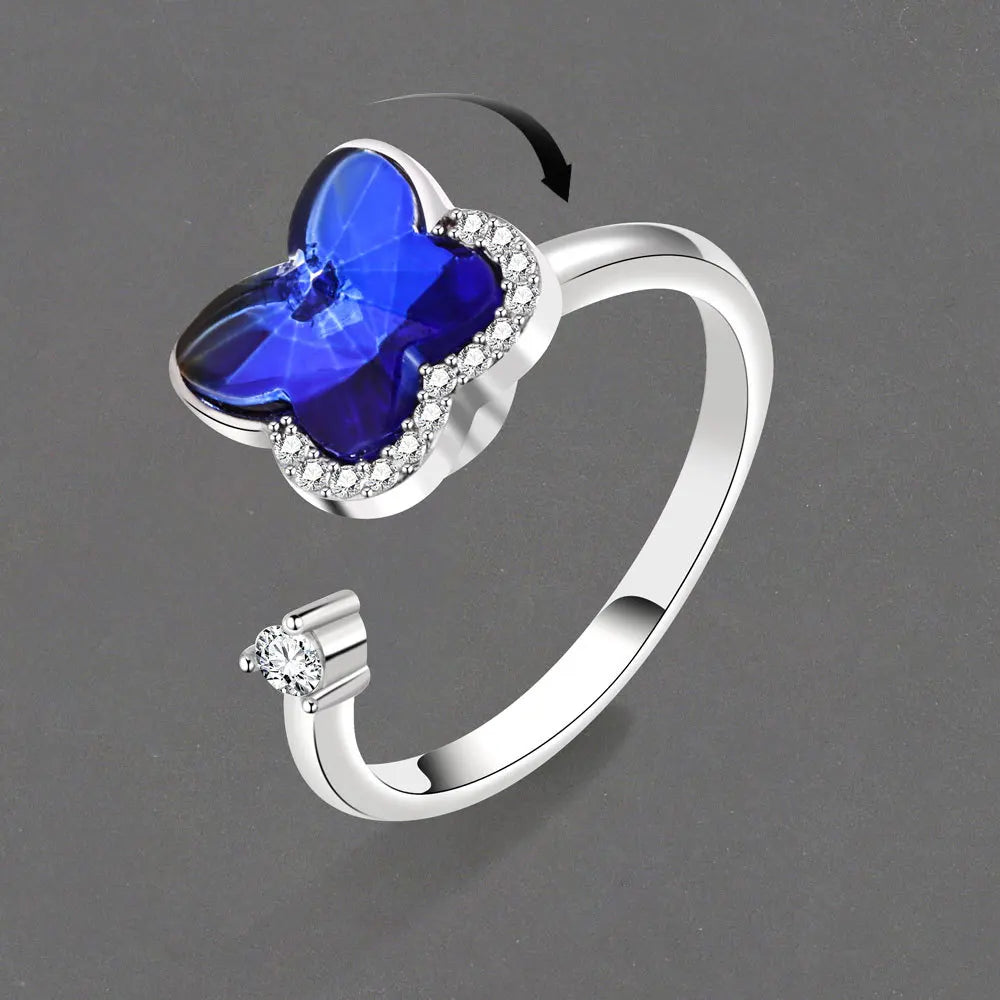 2022 Stress Relief Stackable Spinner Fidget Rings for Anxiety Adjustable Open Ring Women Men Girl Jewelry Gift