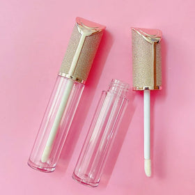 LZ Pack Stock 100pcs Hot Sale Custom Logo Glitter Luxury Lipgloss Container Wholesale 6ml Pink Lip Gloss Tubes With Wands