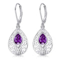 High Quality Jewelry for Women 925 Sterling Silver Crystal Lilac Filigree Lavender Dangle Drop Earrings