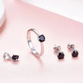 Simple Design 925 Sterling Silver Jewelry Set with AAA Cubic Zirconia Rhodium Plated Black Gemstone for Parties or Gifts