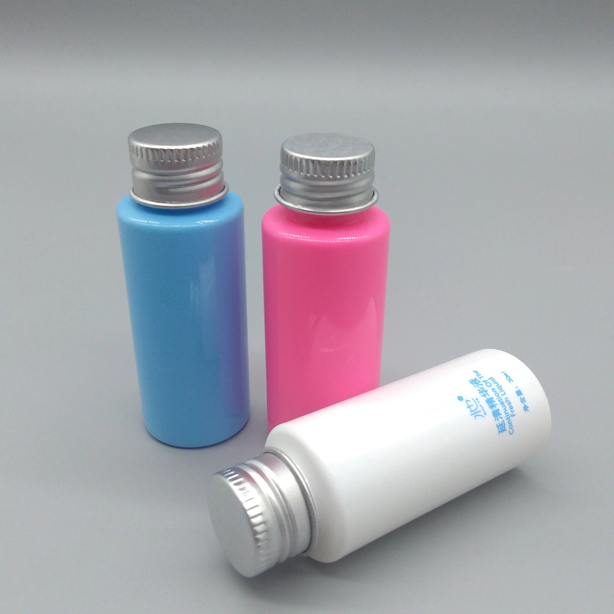 Flat Shoulder 1oz 30ml PET Plastic Bottle with PP Cap Screen Printed for Skin Care Serum Lotion & Shampoo